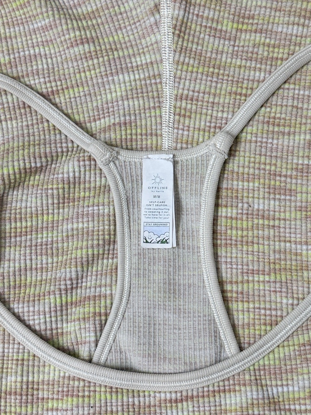 Aerie Offline Off-Duty Pointelle Racerback Ribbed Romper - Picture 2 of 7